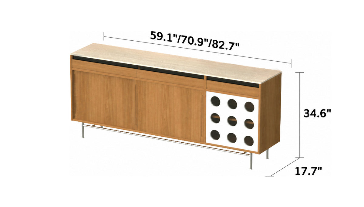 Scandinavian Oak Wood Sintered Stone Cabinet TIMELESS Size Chart