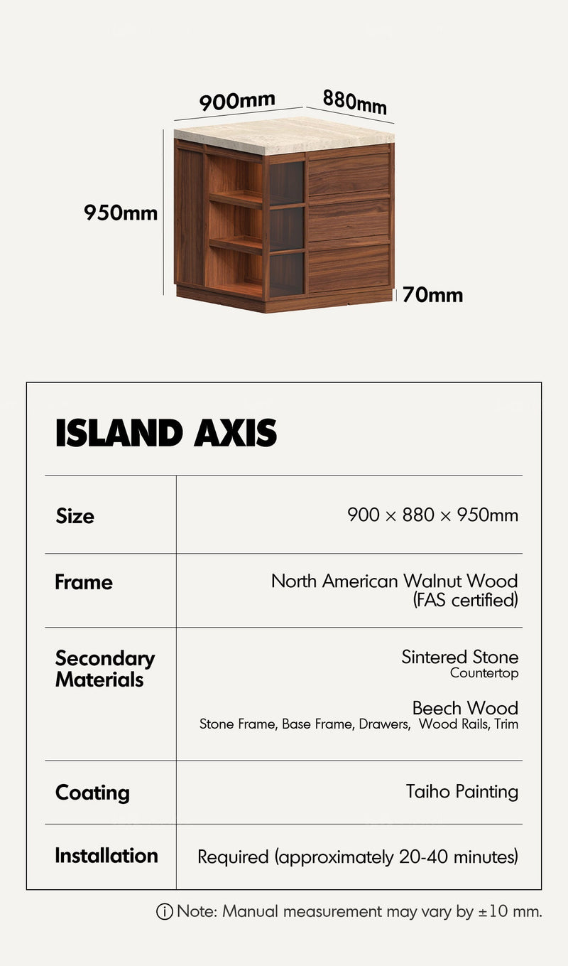Japandi Walnut Wood Sintered Stone Island Dining Table With Cabinet AXIS More Details and Instruction_15