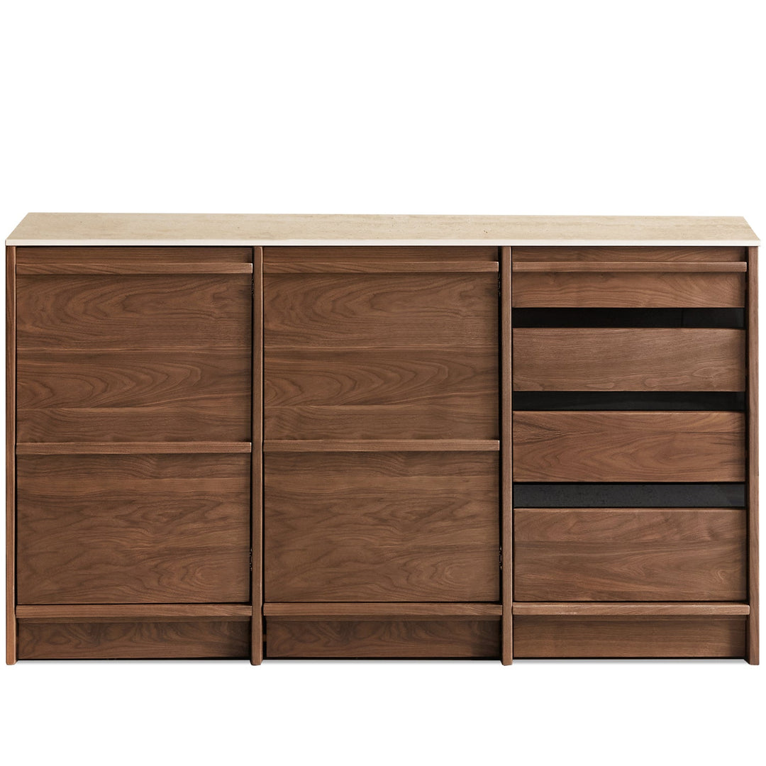 Japandi walnut wood sintered stone cabinet axis detail 3.