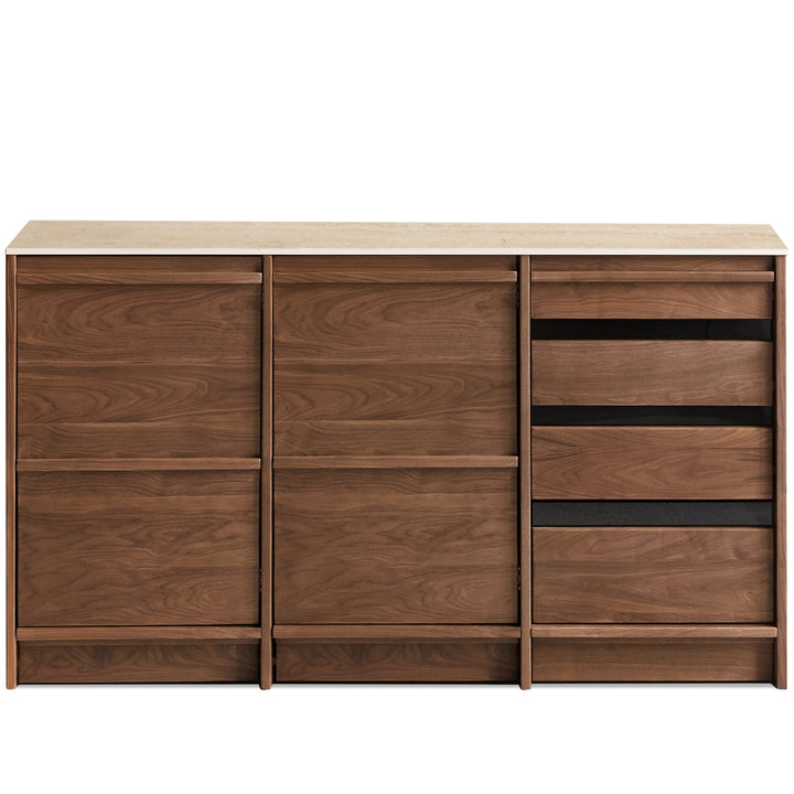 Japandi walnut wood sintered stone cabinet axis detail 3.