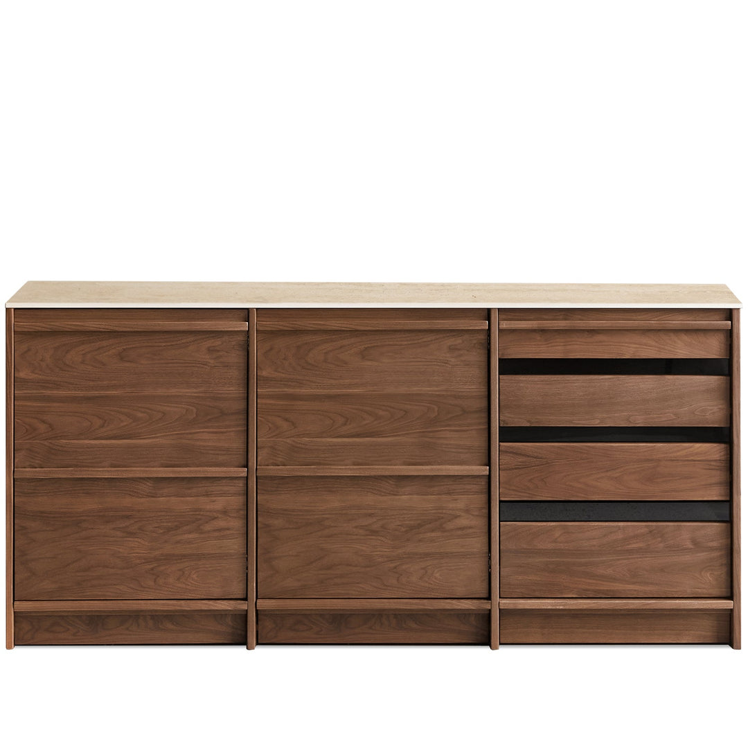Japandi walnut wood sintered stone cabinet axis detail 4.