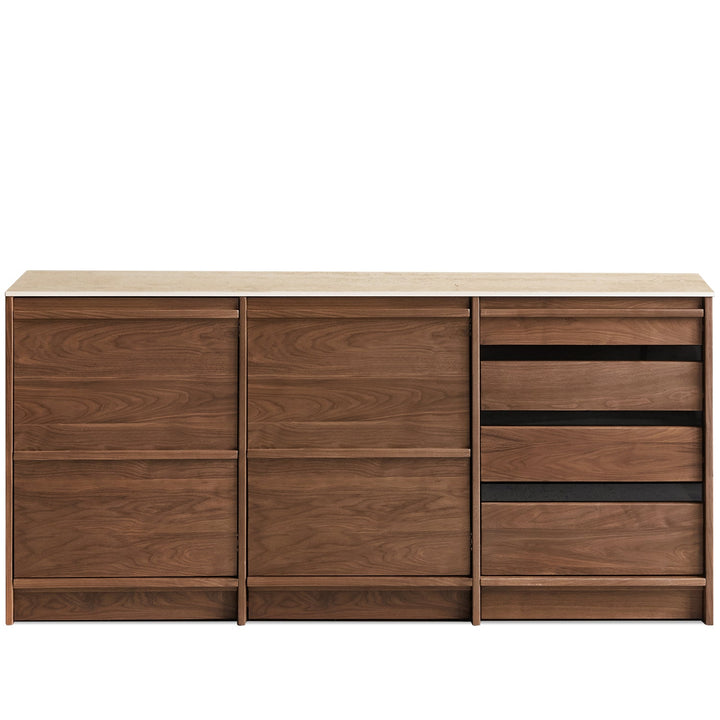 Japandi walnut wood sintered stone cabinet axis detail 4.