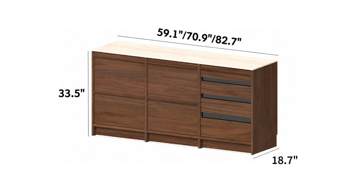 Japandi Walnut Wood Sintered Stone Cabinet AXIS Size Chart