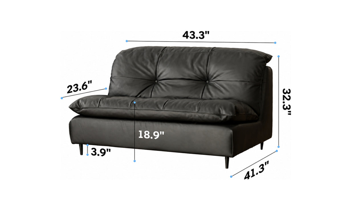 Vintage Genuine Leather 1 Seater Sofa RIGA Size Chart