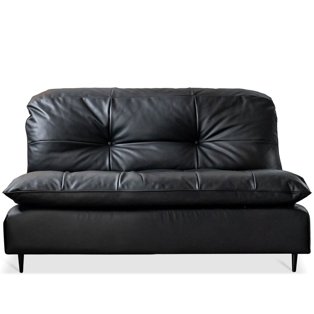 Vintage genuine leather 1 seater sofa riga in white background.