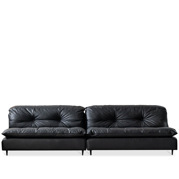 Vintage genuine leather 4 seater sofa riga in white background.