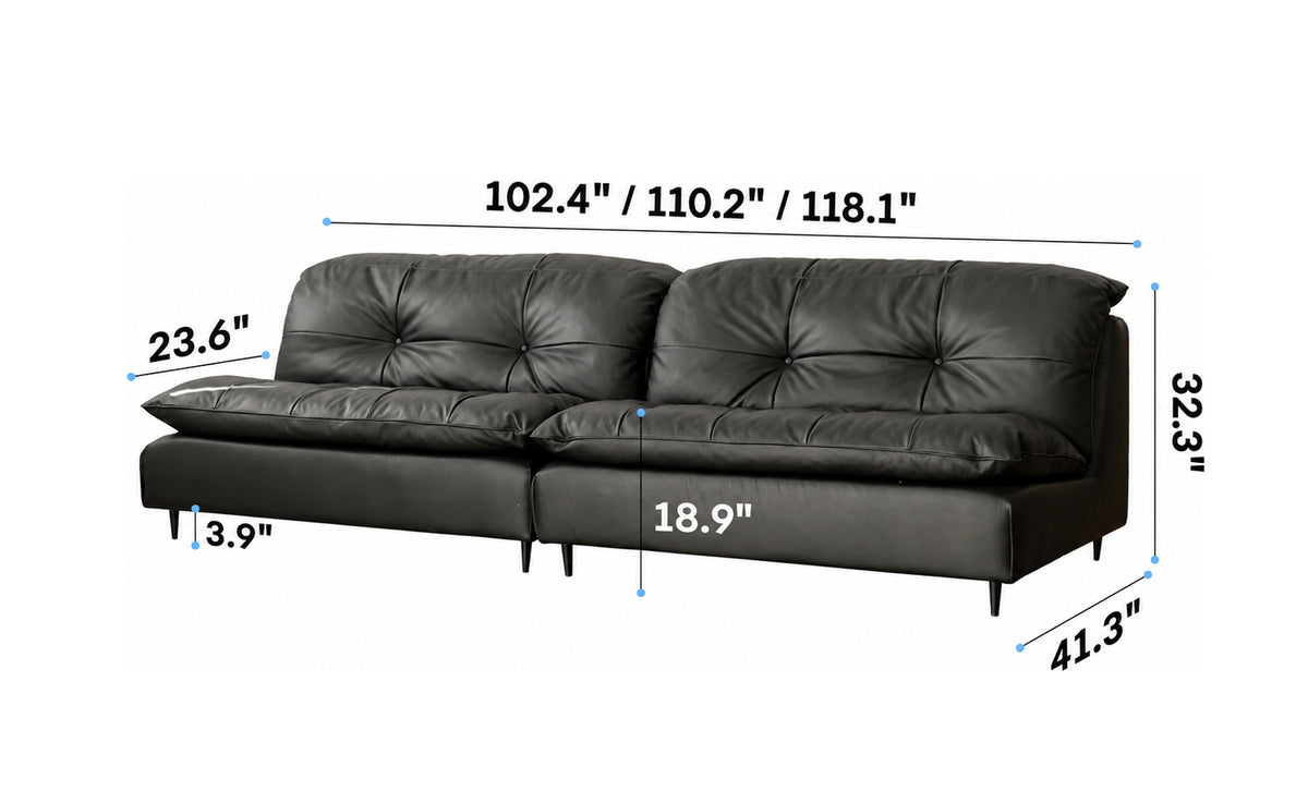 Vintage Genuine Leather 4 Seater Sofa RIGA Size Chart