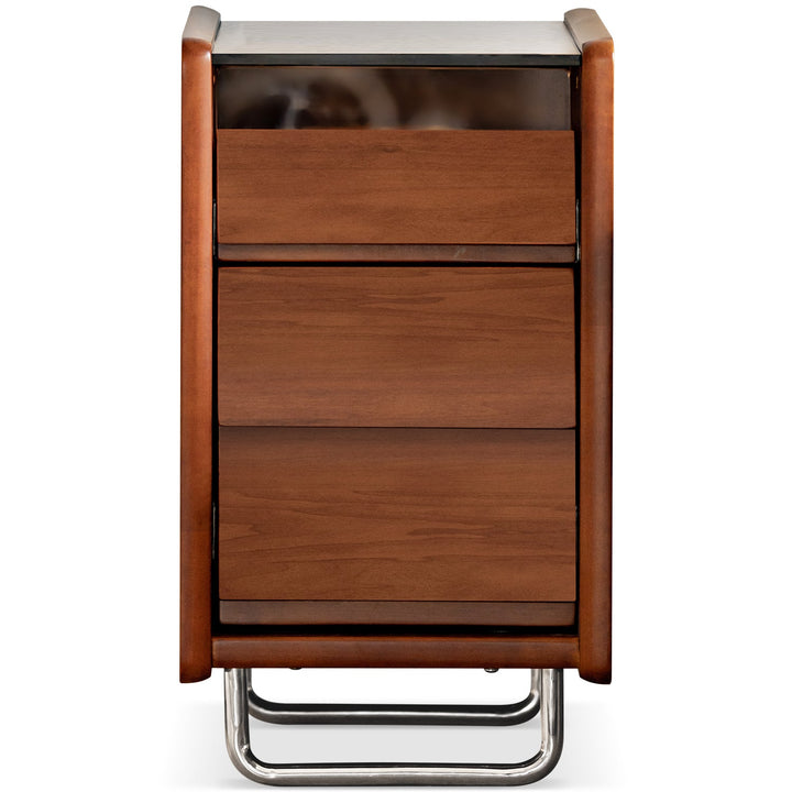 Bauhaus boxwood side table sita in white background.