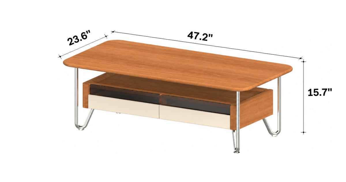 Bauhaus Cherry Wood Coffee Table LOCKE Size Chart