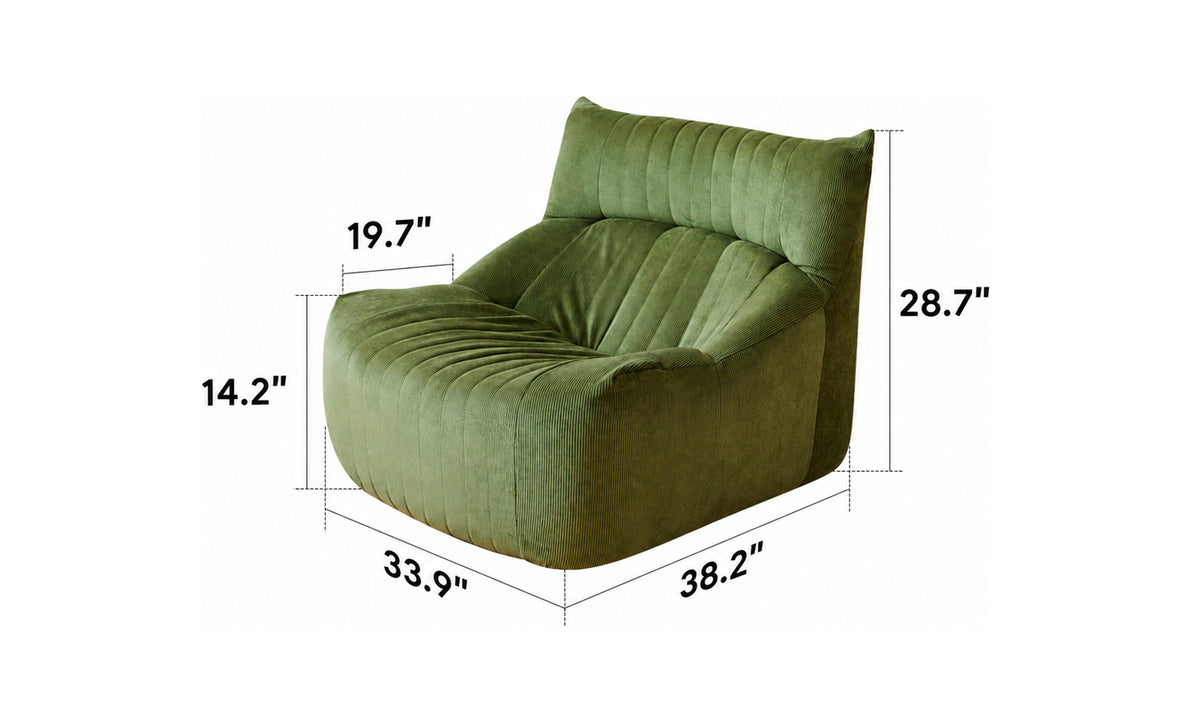 Cream Corduroy Velvet Fabric 1 Seater Sofa KAIT Size Chart