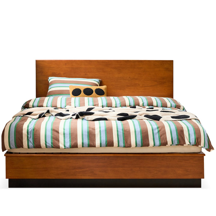Vintage boxwood lift-up storage bed with drawer wheat field in white background.