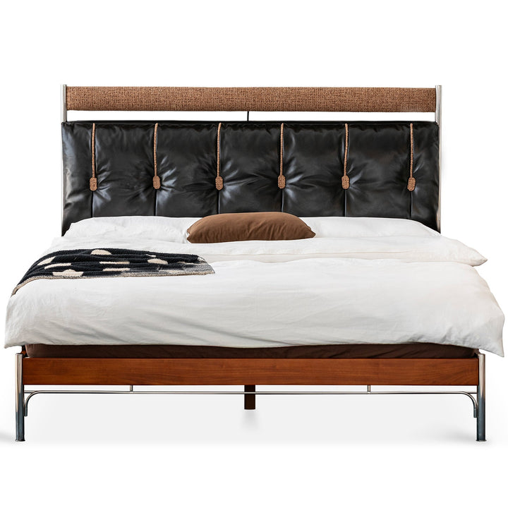 Bauhaus genuine leather bed supple black environmental situation.