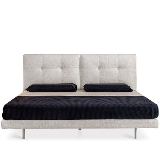 Minimalist boucle fabric bed morn in white background.
