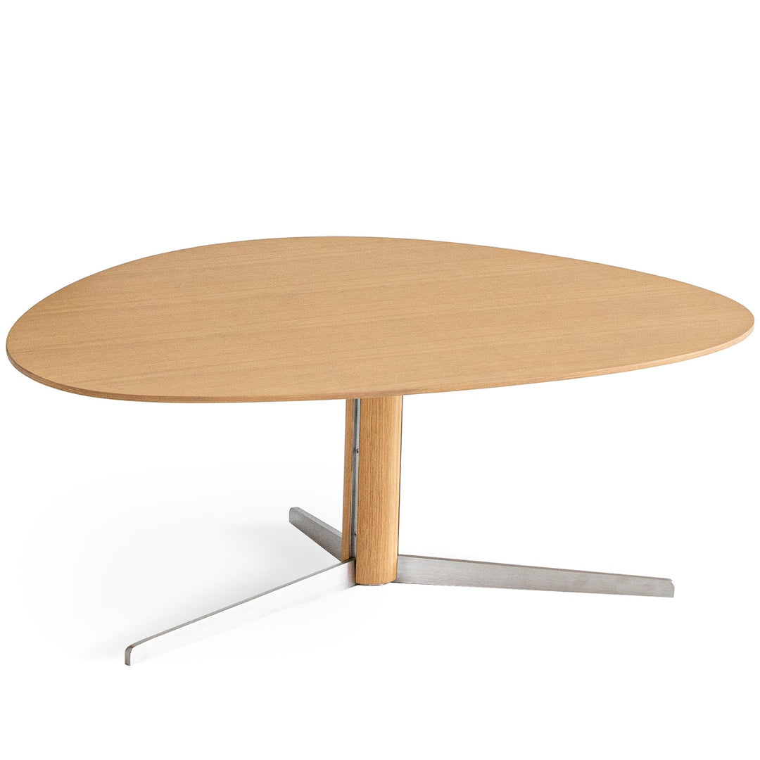 Minimalist oak wood veneer sintered stone coffee table set sol conceptual design.