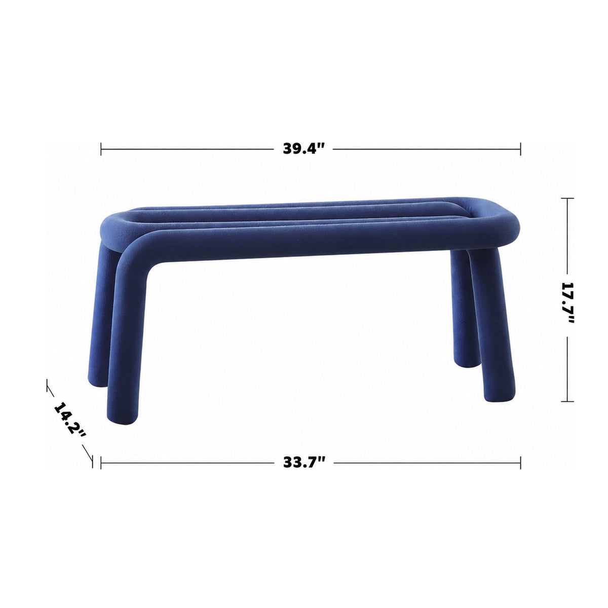 Bauhaus Velvet Fabric Dining Bench BOLD Size Chart
