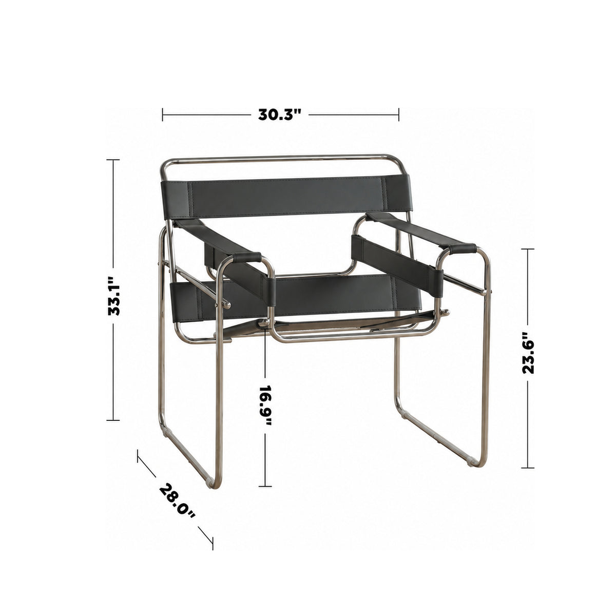 Bauhaus Steel Leather Sofa Chair 1 Seater Sofa WASSILY Size Chart