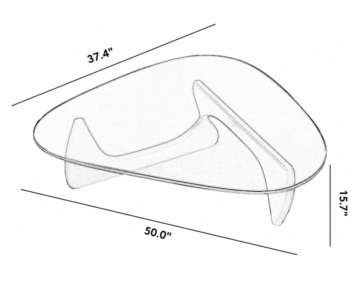 Bauhaus Tempered Glass Coffee Table NOGUCHI Size Chart