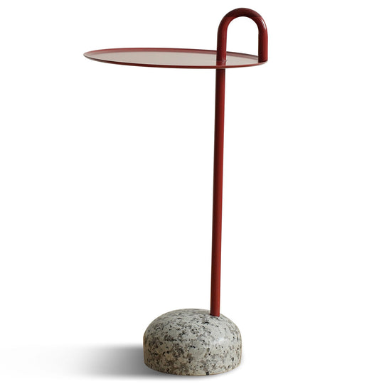 Bauhaus steel marble side table loop in white background.