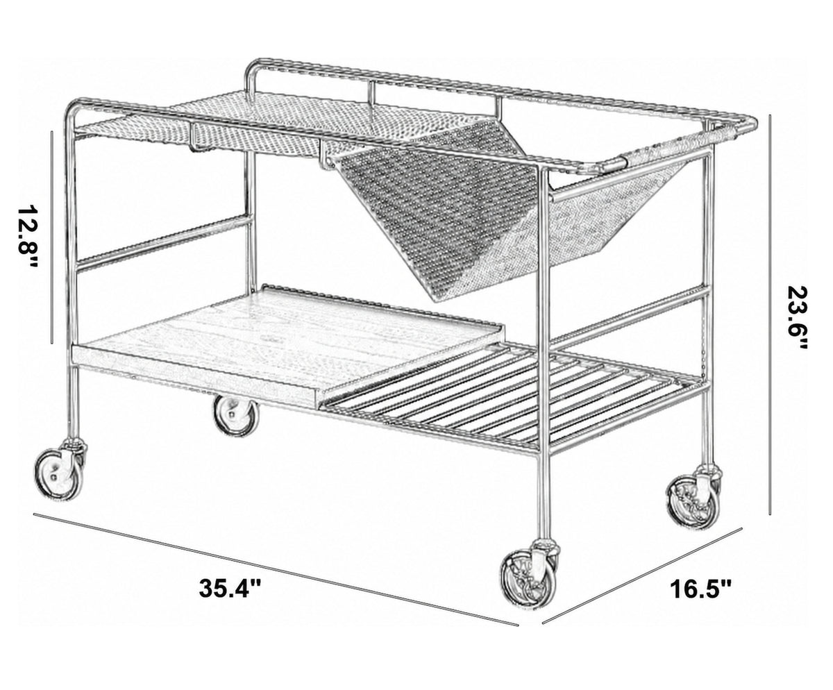 Bauhaus Steel Wheeled Trolley Side Table MANDA Size Chart