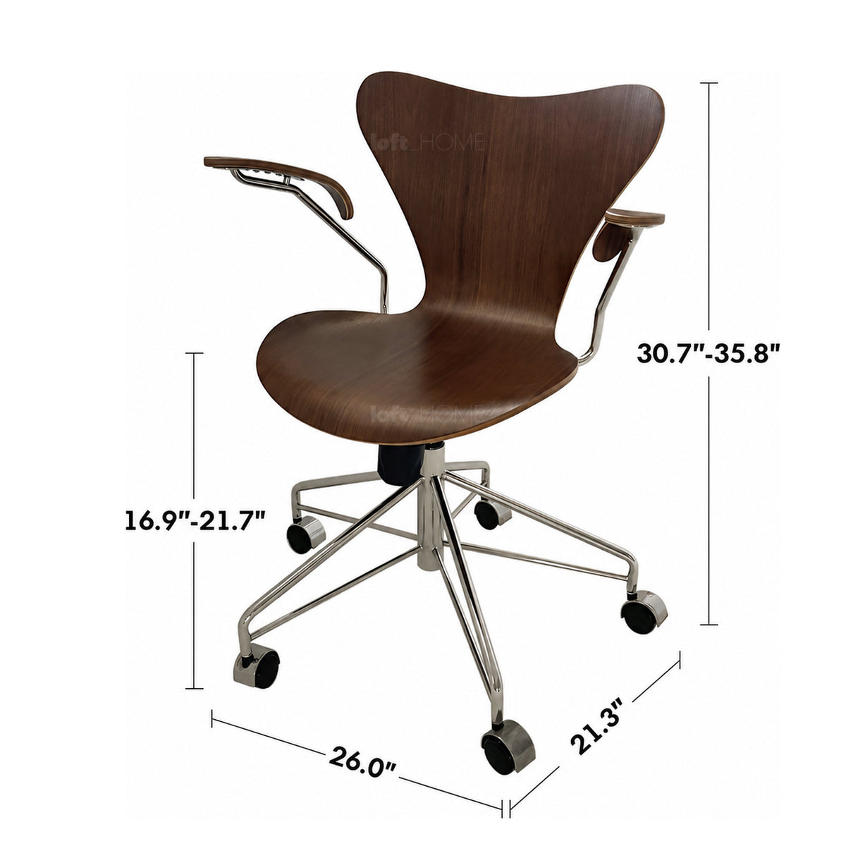 Bauhaus Plywood Study Chair SEVEN Size Chart