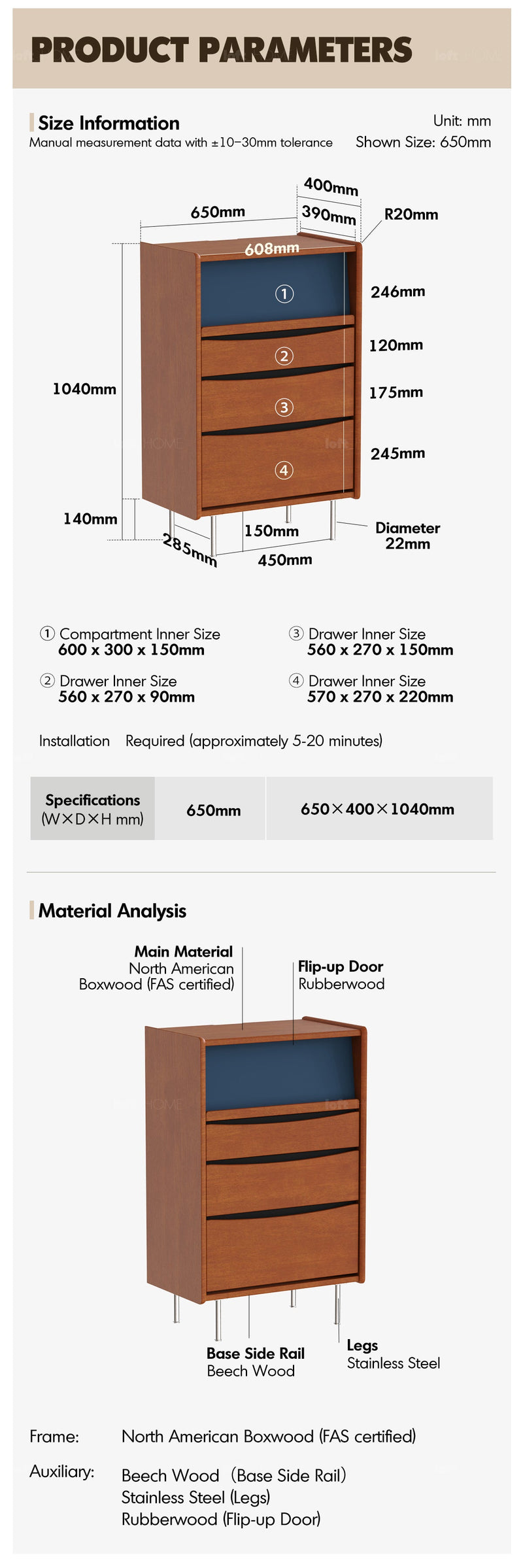 Bauhaus Boxwood Chest Of 4 Drawers MIES More Details and Instruction_6