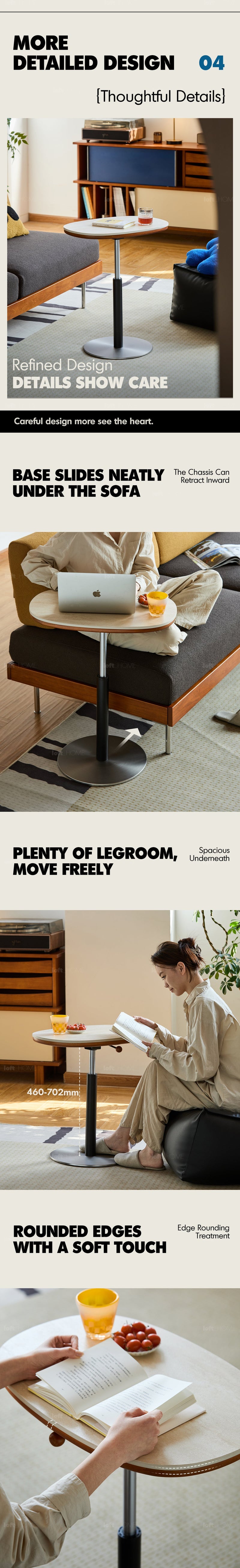 Bauhaus Sintered Stone Boxwood Height Adjustable Side Table ROMAN More Details and Instruction_6