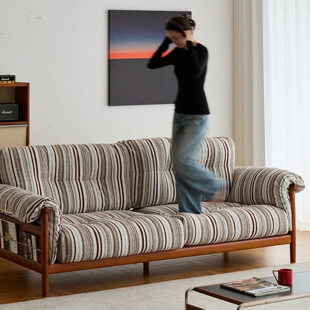 Scandinavian Chenille Velvet Fabric Boxwood 3 Seater Sofa OPEN BACKED