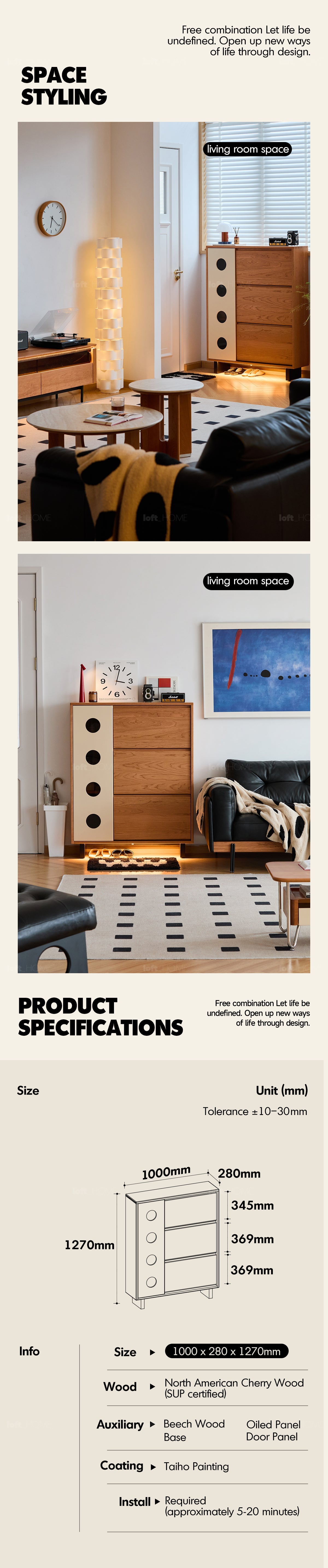 Scandinavian Cherry Wood Shoe Cabinet TIMELESS More Details and Instruction_11