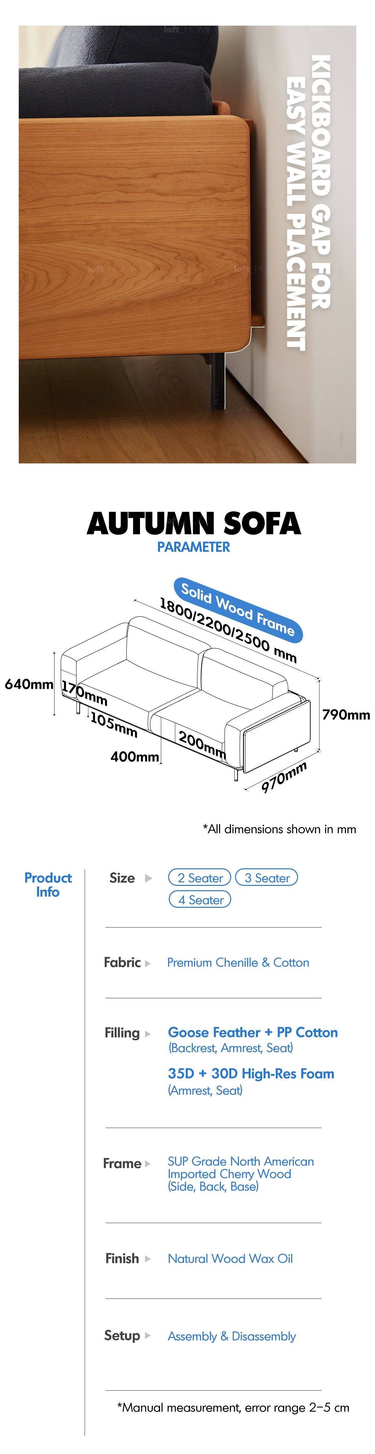 Scandinavian Boucle Fabric 3 Seater Sofa HARVEST More Details and Instruction_6