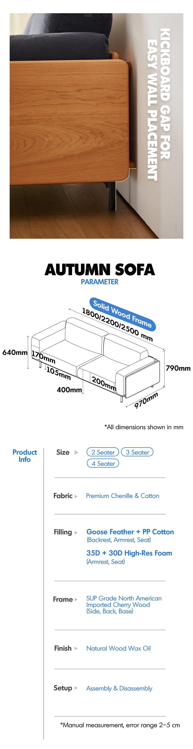 Scandinavian Boucle Fabric 3 Seater Sofa HARVEST More Details and Instruction_6
