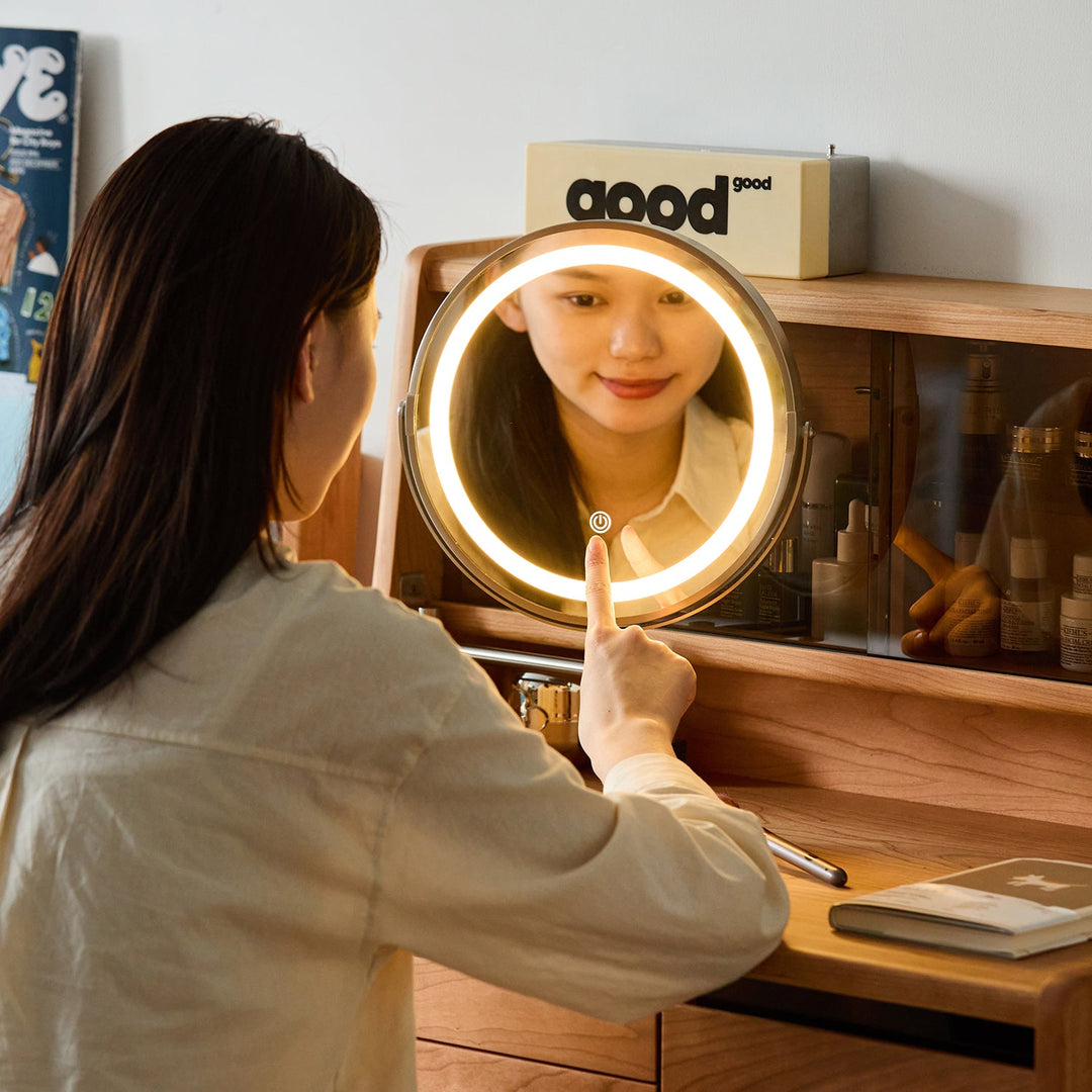 Scandinavian Cherry Wood Dressing Table FLOATING LIGHT
