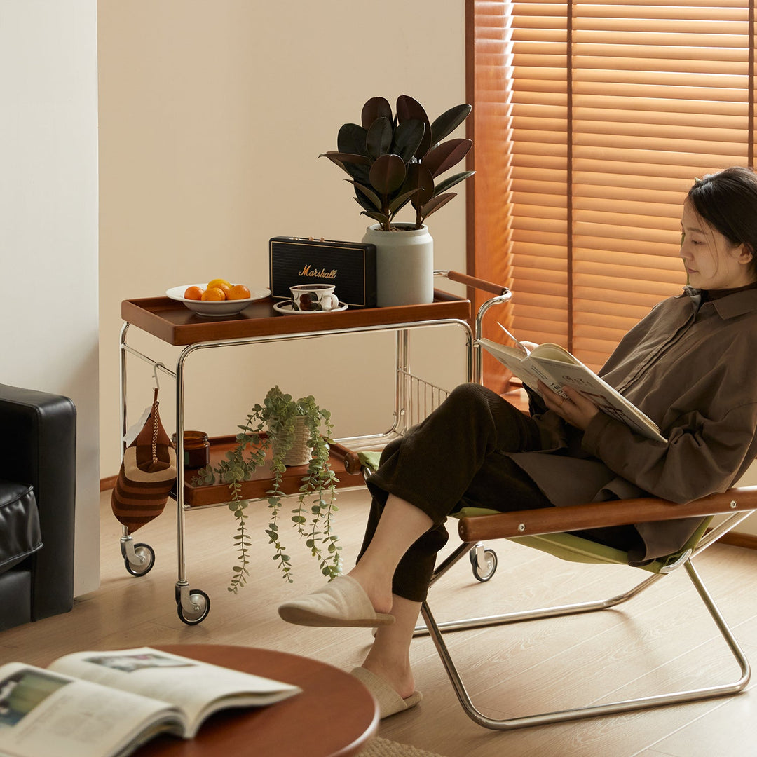 Vintage Boxwood Wheeled Trolley Side Table N PLUS