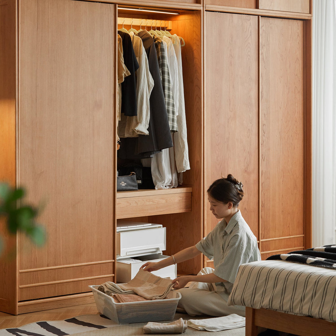Scandinavian Cherry Wood Sliding Door Wardrobe AUTUMN