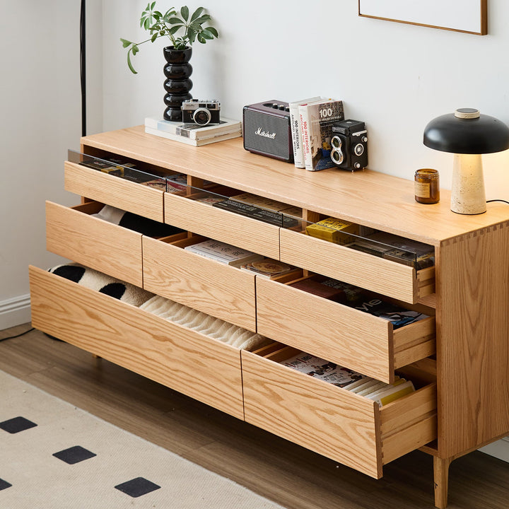 Scandinavian Oak Wood Chest Of 8 Drawers FLOATING LIGHT