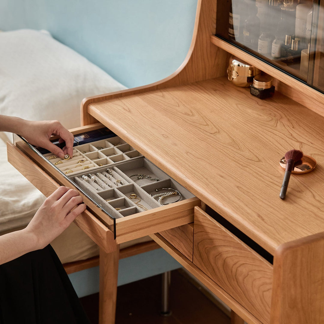 Scandinavian Cherry Wood Dressing Table FLOATING LIGHT