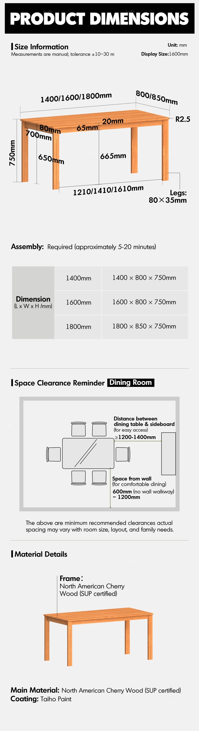 Scandinavian Cherry Wood Dining Table ECLIPSE More Details and Instruction_7
