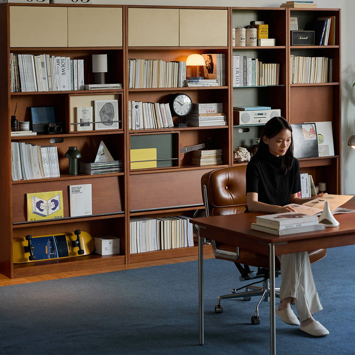 Vintage Boxwood Extendable Study Desk Bookshelf MIES