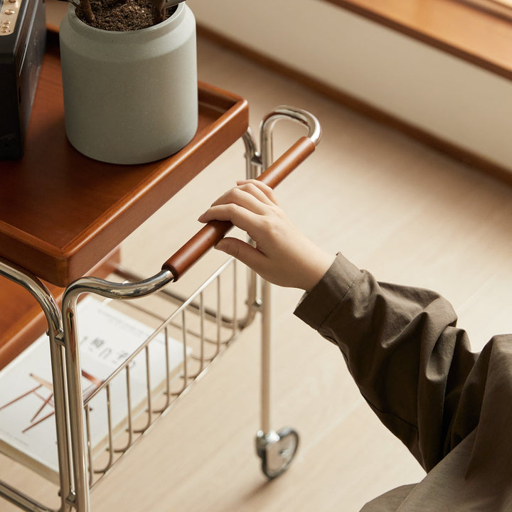 Vintage Boxwood Wheeled Trolley Side Table N PLUS