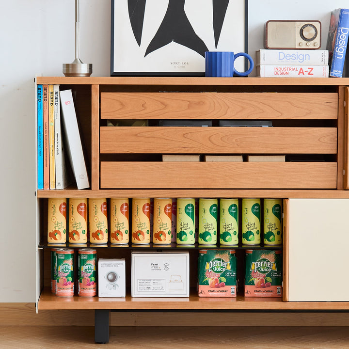 Scandinavian cherry wood side cabinet timeless detail 2.