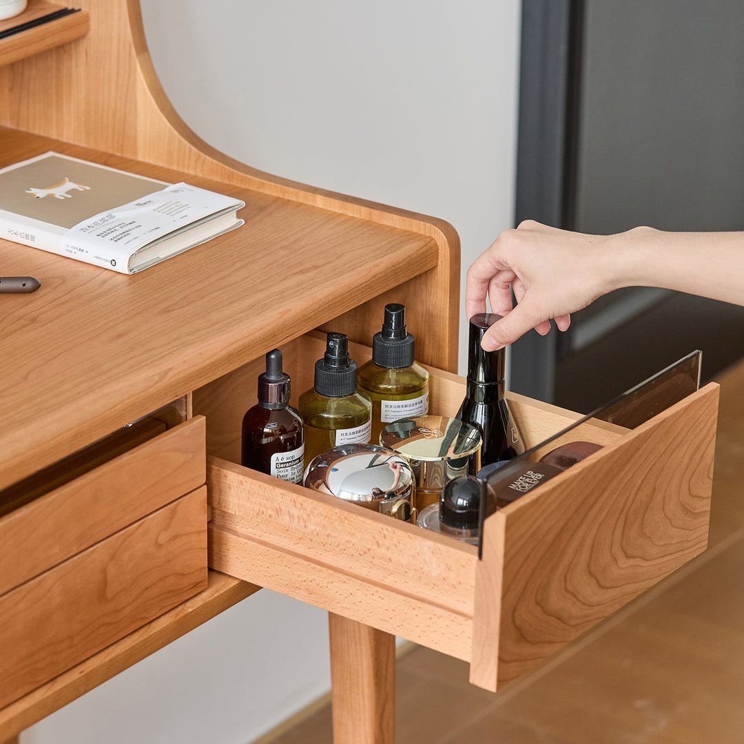 Scandinavian Cherry Wood Dressing Table FLOATING LIGHT