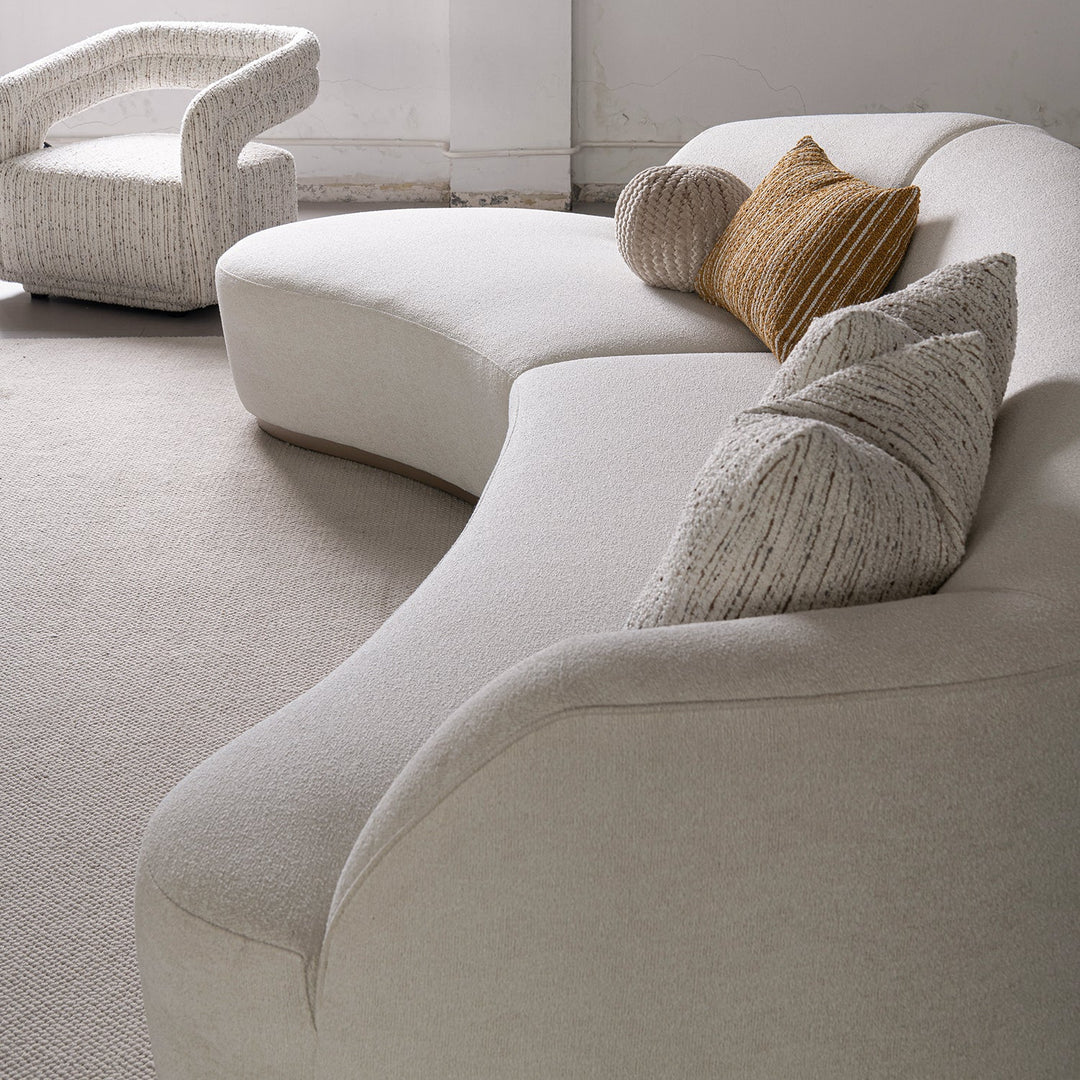Modern boucle fabric modular l shape sectional sofa 3+l loomi in details.