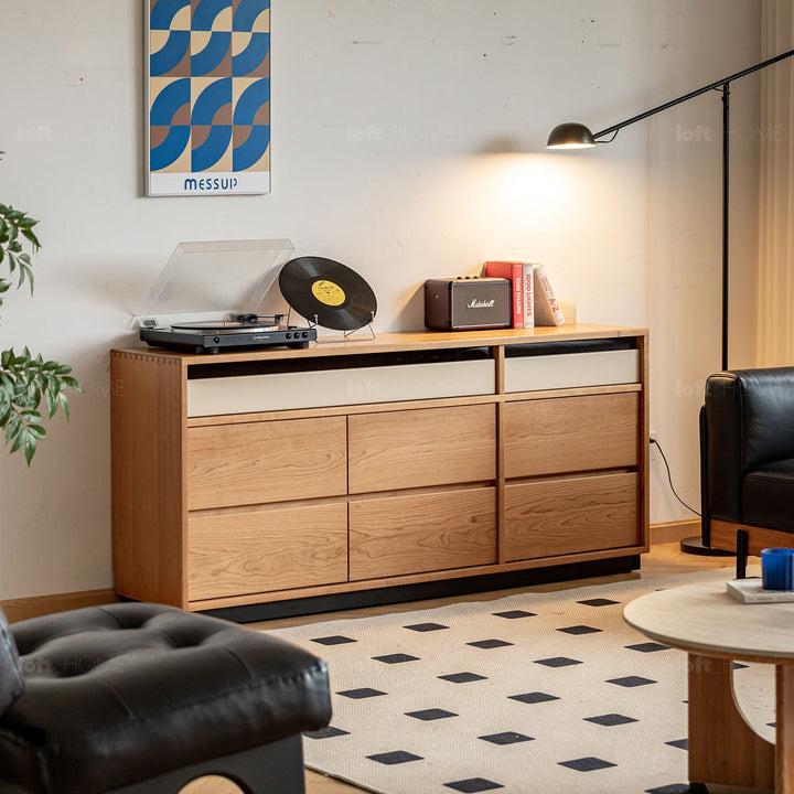 Scandinavian cherry wood chest of drawers timeless 9 in details.