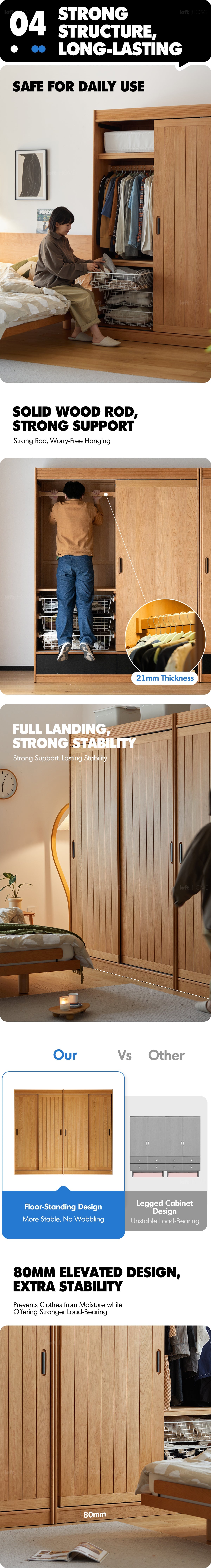 Scandinavian Cherry Wood Sliding Door Wardrobe NAVA More Details and Instruction_8