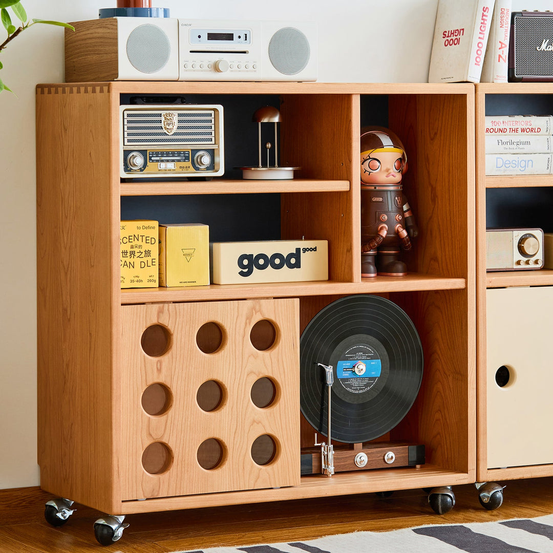 Scandinavian Cherry Wood Wheel Mobility Cabinet TIME