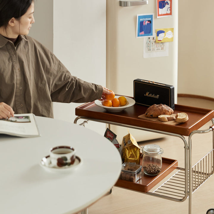 Vintage Boxwood Wheeled Trolley Side Table N PLUS