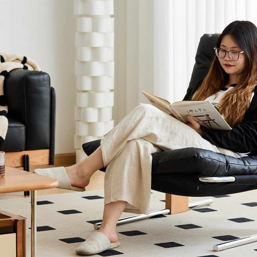 Bauhaus microfiber leather 1 seater sofa chair tessidi in close up details.