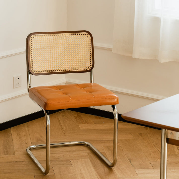 Vintage Rattan PU Leather Dining Chair HOH XIL