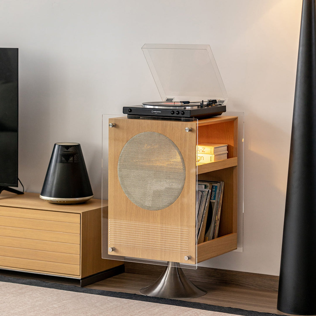 Minimalist Oak Wood Veneer Revolving Side Table MUSE