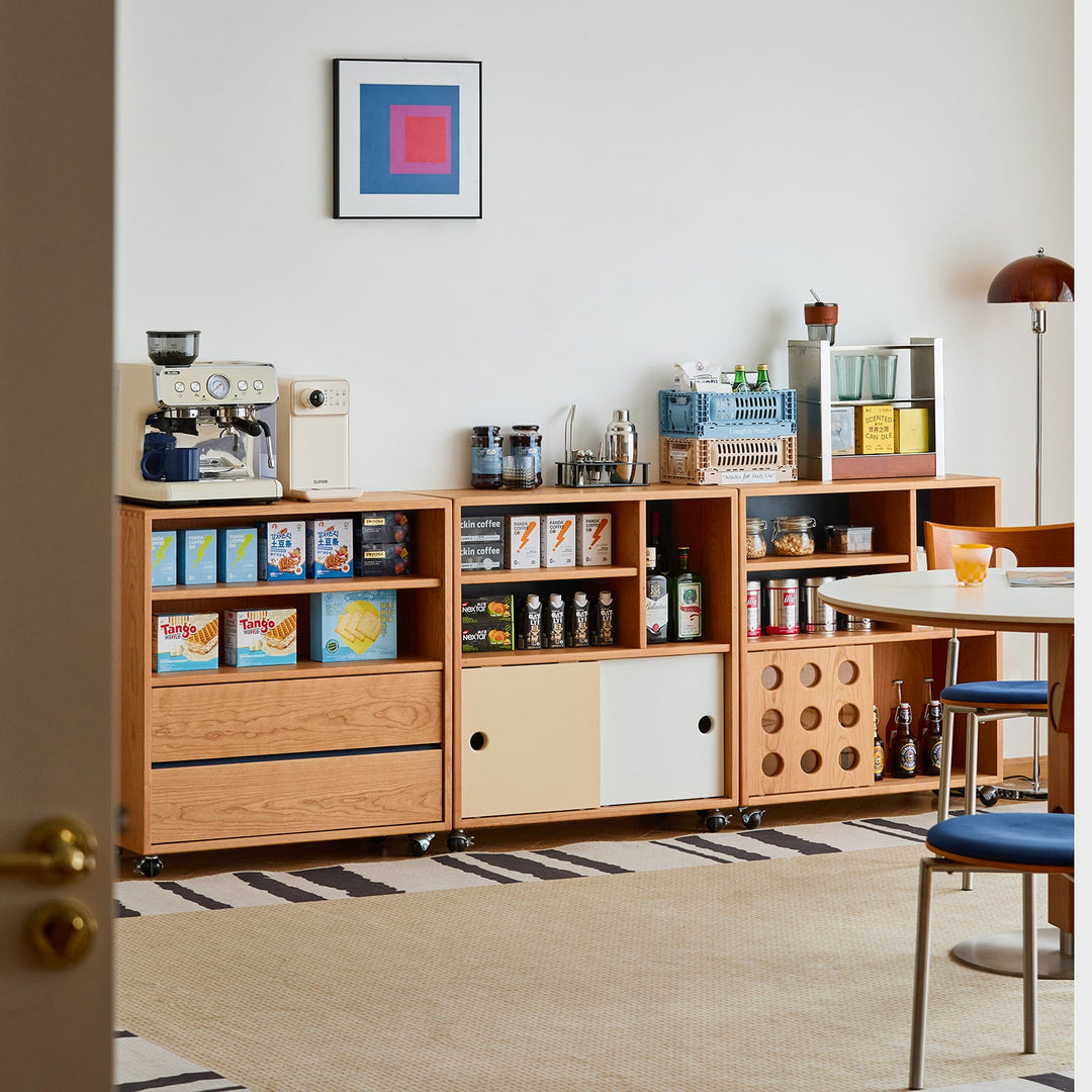 Scandinavian Cherry Wood Wheel Mobility Cabinet TIME