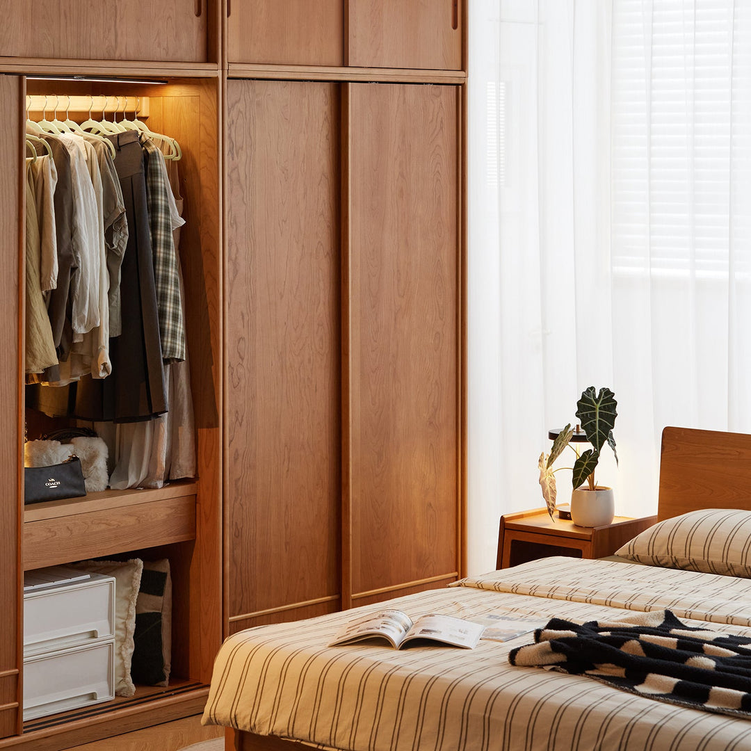 Scandinavian Cherry Wood Sliding Door Wardrobe AUTUMN